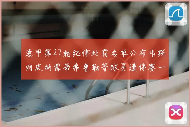 意甲第27轮纪律处罚名单公布韦斯利皮纳蒙蒂弗鲁勒等球员遭停赛一轮
